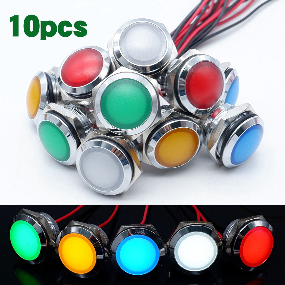 Signal Panel Orange - 10pcs 12/16/19/22mm Metal LED Indicator Light