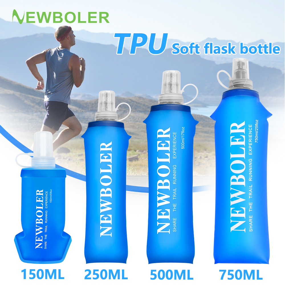 Water Bag Collapsible - 250/500/750ML Water Bottle TPU Folding Soft