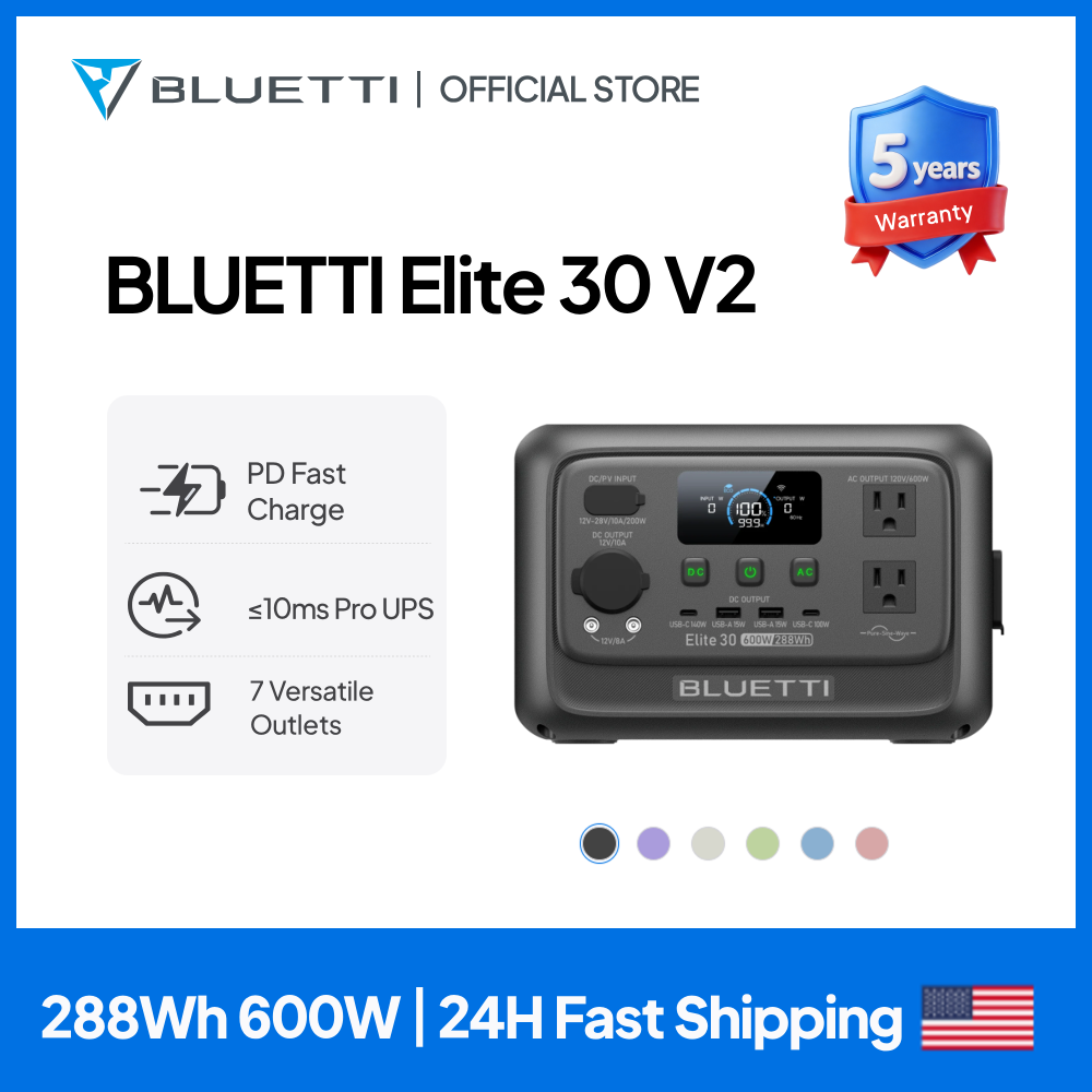 Solar Emergency Charger - 【Renew】BLUETTI Elite 30 V2 Portable Power