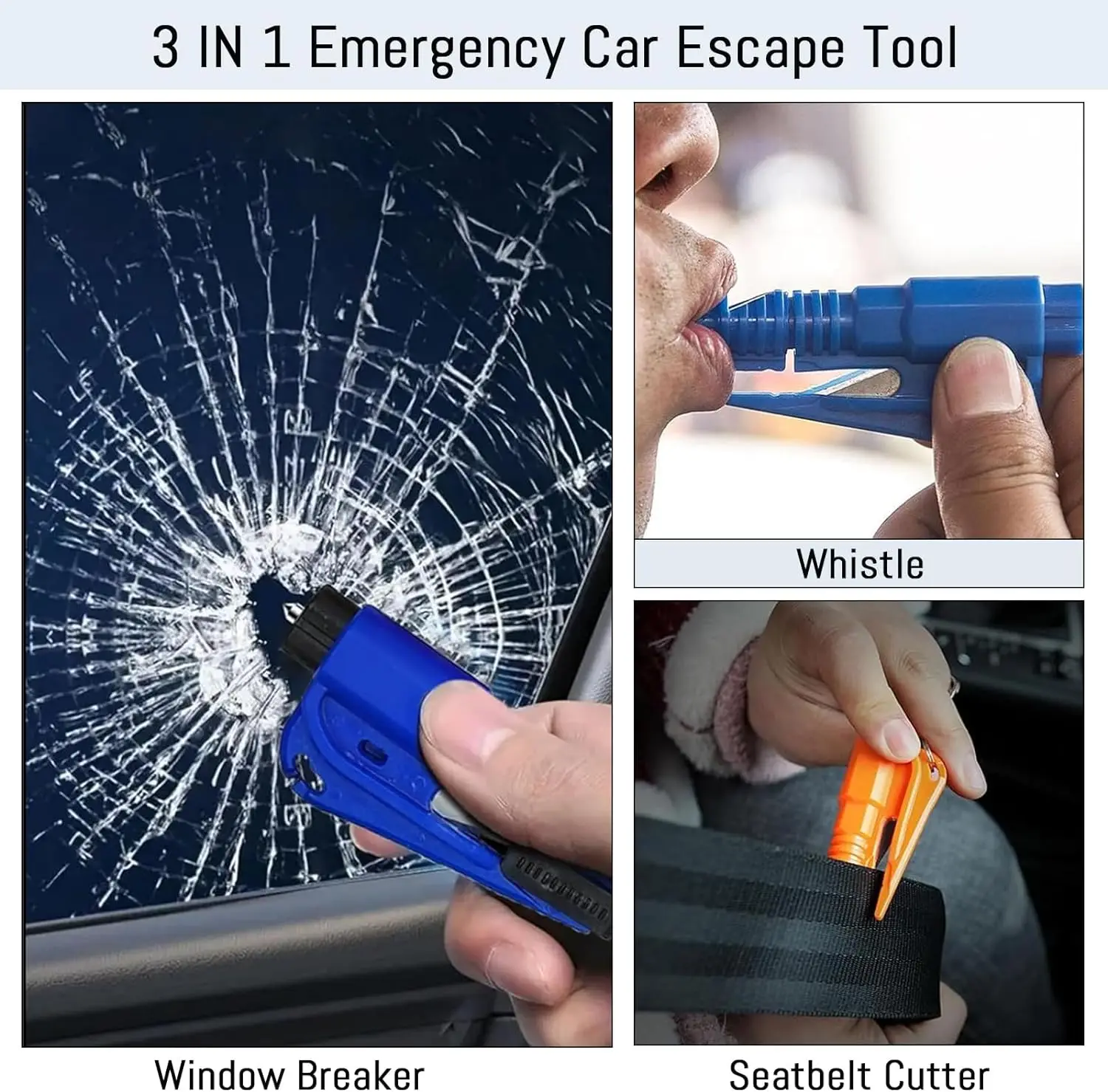 Rescue Rope Throw - Safety Hammer Car Escape Tool 3-in-1