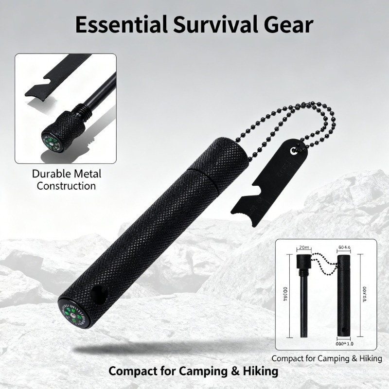 Magnesium Fire Starter - Magnesium Rod with Compass - Waterproof