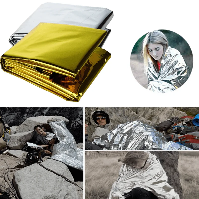 Survival Blanket Reflective - 1pcs Outdoor survival portable first aid