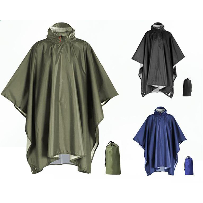 Emergency Poncho Rain - Heavy Duty Rain Poncho For Backpacking