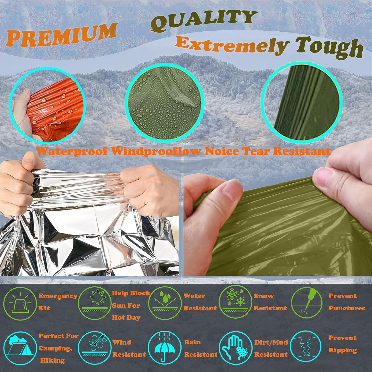 Camping Raincoat Waterproof Su - Survival Blanket Reflective 评论和价格