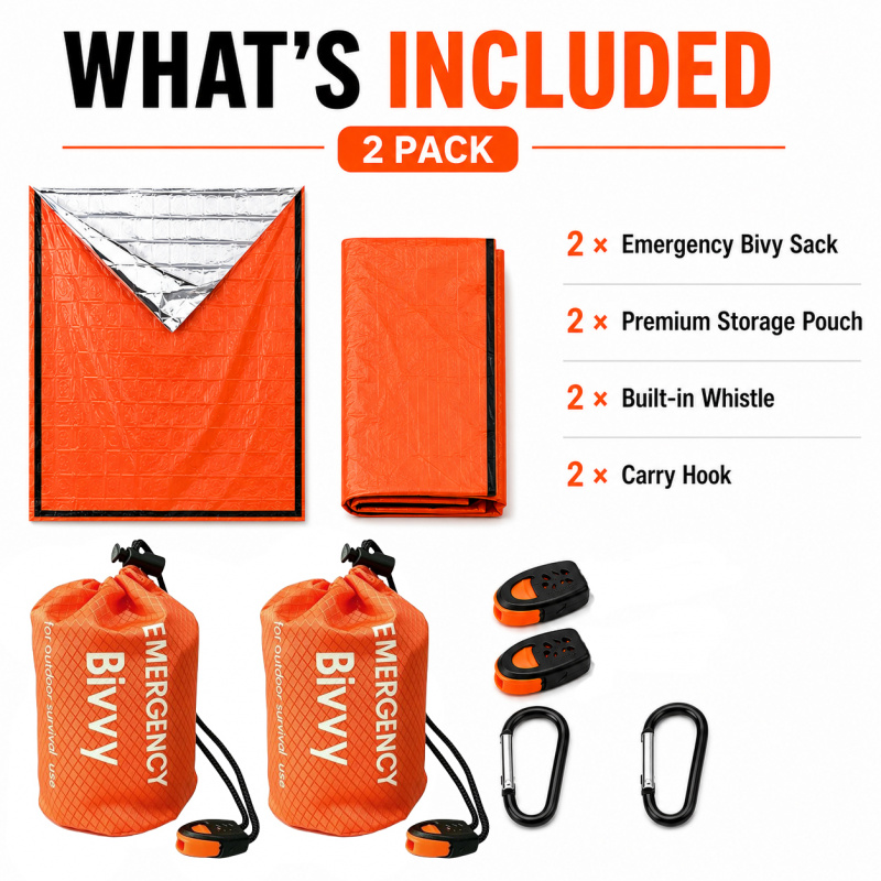2 Pack Emergency Sleeping Bag, - Emergency Whistle Loud 评论和价格