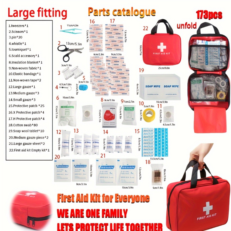 173Pcs First Aid Kit Full Set  - Bivy Bag Emergency 评论和价格