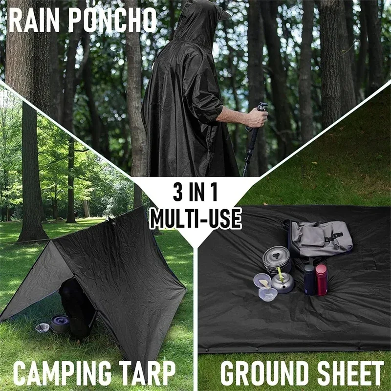 Outdoor 3 In 1 Military Rainco - Emergency Poncho Rain 评论和价格