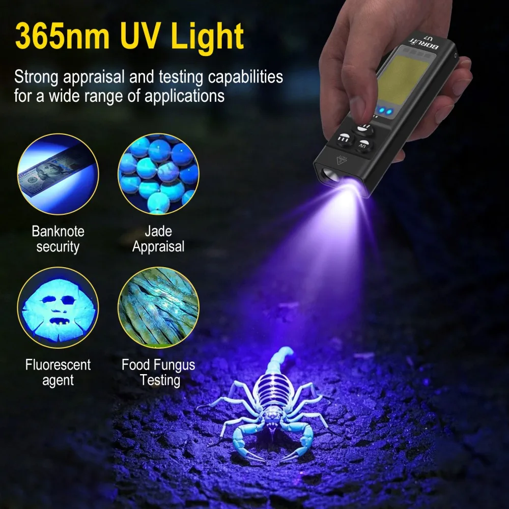 BORUiT U7 UV LED EDC Flashligh - Fishing Kit Compact 评论和价格