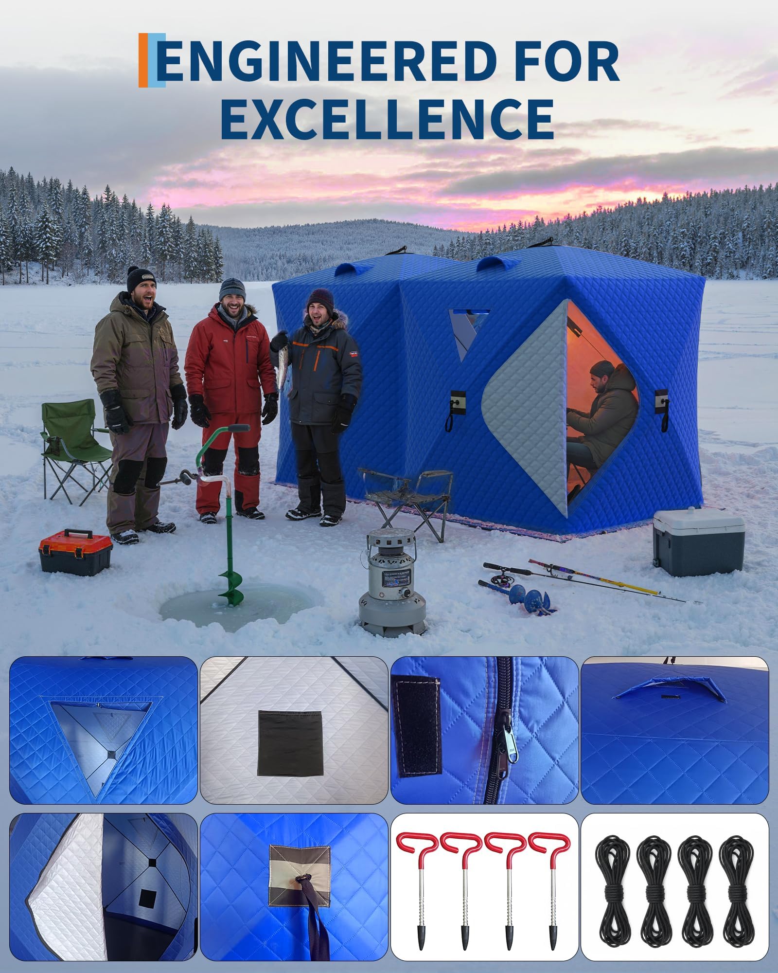 Pop-Up Ice Fishing Tent Hub-St - Emergency Mylar Tent 评论和价格