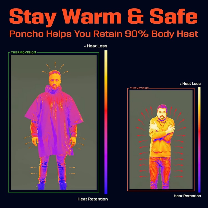 Single-Use Aluminum Film Therm - Emergency Poncho Rain 评论和价格